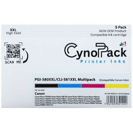 Compatible Canon 580XXL/581XXL 5 Pack Ink Cartridge